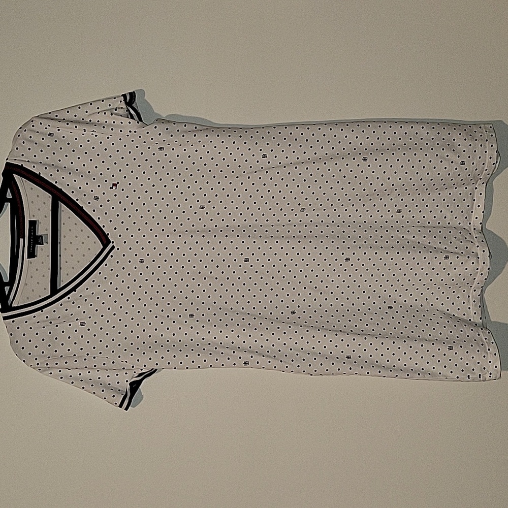 Tommy Hilfiger Polka Dot White T-shirt Dress, Size Large
